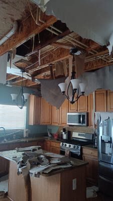 water-damaged kitchen ceiling collapse, Manassas VA