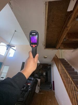 thermal imaging of hidden water in ceiling, Manassas VA