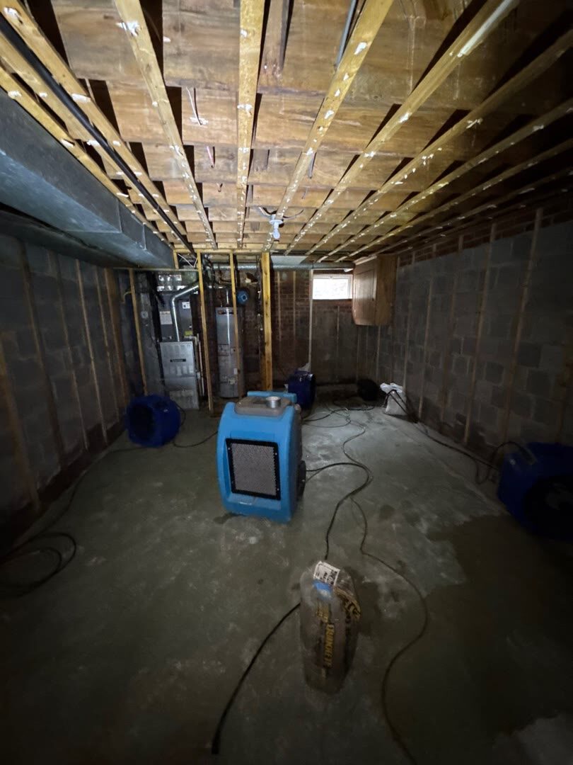 basement dried with commercial air movers, Arlington VA