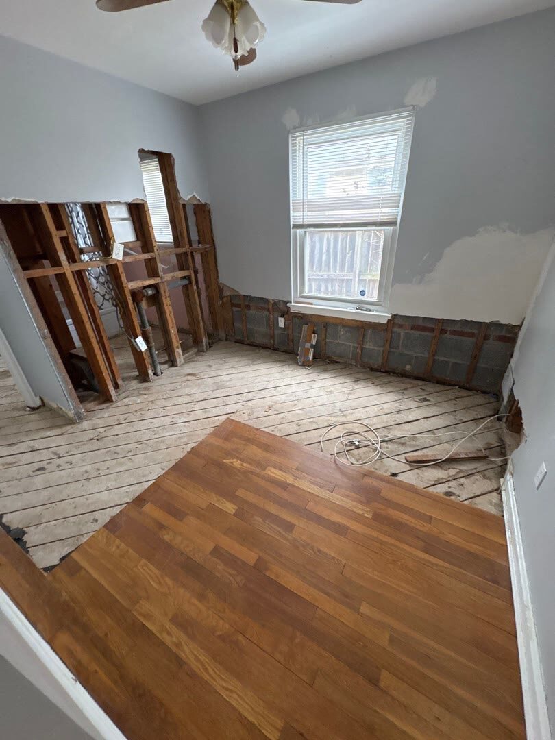 dried bedroom cleared to the framing, Arlington VA
