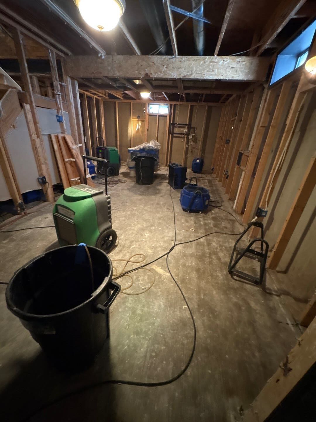 basement dried and cleared to the framing, ready to rebuild, Manassas VA